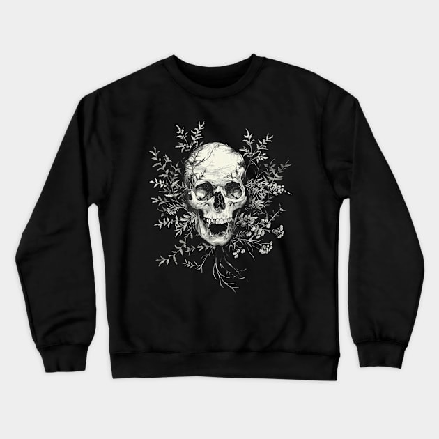 Cat Skull Illustrations Crewneck Sweatshirt by BilodeauBlue